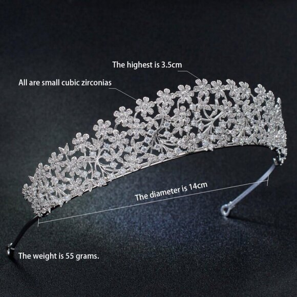 Cubic Zirconia Tiara Crown Wedding Hair Accessories Bridal Bridal Jewelry main image 6